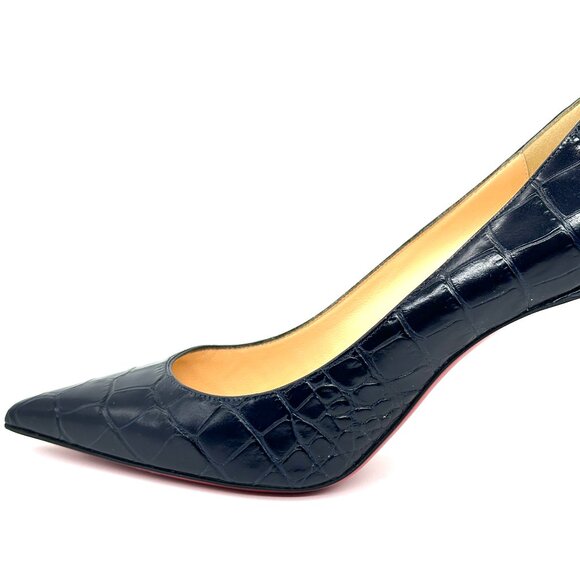 Christian Louboutin KATE 85 Crock Calf Ali leather Heels Pumps Shoes Black - Picture 3 of 15